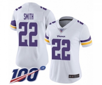 Women's Minnesota Vikings #22 Harrison Smith White Vapor Untouchable Limited Player 100th Season Football Jersey