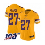 Women's Minnesota Vikings #27 Jayron Kearse Limited Gold Inverted Legend 100th Season Football Jersey