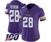 Women's Minnesota Vikings #28 Adrian Peterson Purple Team Color Vapor Untouchable Limited Player 100th Season Football Jersey