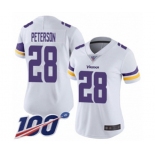 Women's Minnesota Vikings #28 Adrian Peterson White Vapor Untouchable Limited Player 100th Season Football Jersey