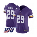 Women's Minnesota Vikings #29 Xavier Rhodes Purple Team Color Vapor Untouchable Limited Player 100th Season Football Jersey