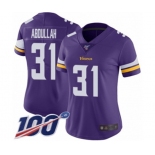 Women's Minnesota Vikings #31 Ameer Abdullah Purple Team Color Vapor Untouchable Limited Player 100th Season Football Jersey