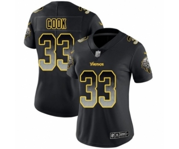 Women's Minnesota Vikings #33 Dalvin Cook Limited Black Smoke Fashion Football Jersey