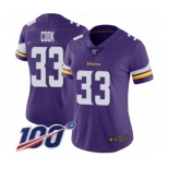 Women's Minnesota Vikings #33 Dalvin Cook Purple Team Color Vapor Untouchable Limited Player 100th Season Football Jersey