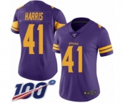 Women's Minnesota Vikings #41 Anthony Harris Limited Purple Rush Vapor Untouchable 100th Season Football Jersey