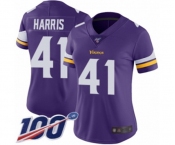 Women's Minnesota Vikings #41 Anthony Harris Purple Team Color Vapor Untouchable Limited Player 100th Season Football Jersey