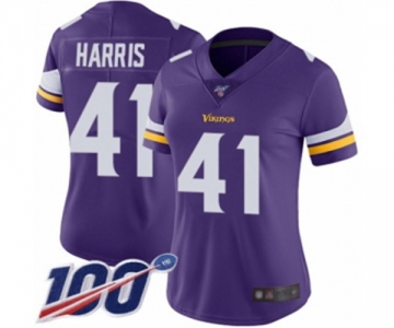 Women's Minnesota Vikings #41 Anthony Harris Purple Team Color Vapor Untouchable Limited Player 100th Season Football Jersey