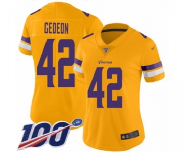 Women's Minnesota Vikings #42 Ben Gedeon Limited Gold Inverted Legend 100th Season Football Jersey