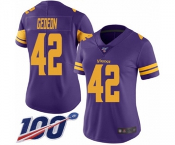 Women's Minnesota Vikings #42 Ben Gedeon Limited Purple Rush Vapor Untouchable 100th Season Football Jersey