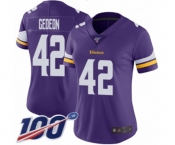 Women's Minnesota Vikings #42 Ben Gedeon Purple Team Color Vapor Untouchable Limited Player 100th Season Football Jersey