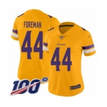 Women's Minnesota Vikings #44 Chuck Foreman Limited Gold Inverted Legend 100th Season Football Jersey