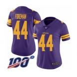 Women's Minnesota Vikings #44 Chuck Foreman Limited Purple Rush Vapor Untouchable 100th Season Football Jersey