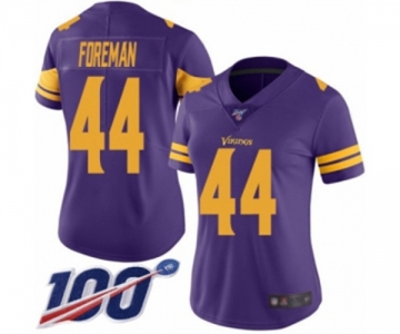 Women's Minnesota Vikings #44 Chuck Foreman Limited Purple Rush Vapor Untouchable 100th Season Football Jersey