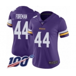 Women's Minnesota Vikings #44 Chuck Foreman Purple Team Color Vapor Untouchable Limited Player 100th Season Football Jersey