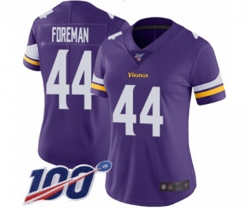 Women's Minnesota Vikings #44 Chuck Foreman Purple Team Color Vapor Untouchable Limited Player 100th Season Football Jersey