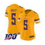 Women's Minnesota Vikings #5 Dan Bailey Limited Gold Inverted Legend 100th Season Football Jersey