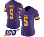 Women's Minnesota Vikings #5 Dan Bailey Limited Purple Rush Vapor Untouchable 100th Season Football Jersey