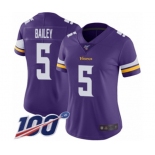 Women's Minnesota Vikings #5 Dan Bailey Purple Team Color Vapor Untouchable Limited Player 100th Season Football Jersey