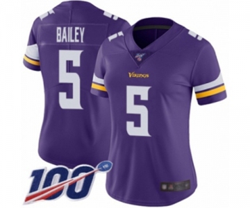 Women's Minnesota Vikings #5 Dan Bailey Purple Team Color Vapor Untouchable Limited Player 100th Season Football Jersey