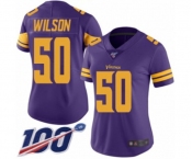 Women's Minnesota Vikings #50 Eric Wilson Limited Purple Rush Vapor Untouchable 100th Season Football Jersey