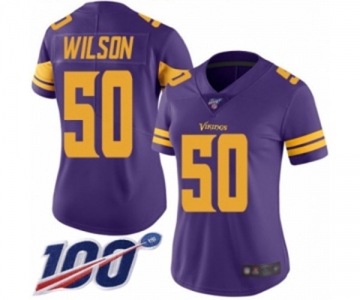 Women's Minnesota Vikings #50 Eric Wilson Limited Purple Rush Vapor Untouchable 100th Season Football Jersey