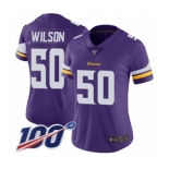 Women's Minnesota Vikings #50 Eric Wilson Purple Team Color Vapor Untouchable Limited Player 100th Season Football Jersey