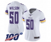 Women's Minnesota Vikings #50 Eric Wilson White Vapor Untouchable Limited Player 100th Season Football Jersey