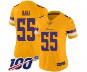 Women's Minnesota Vikings #55 Anthony Barr Limited Gold Inverted Legend 100th Season Football Jersey