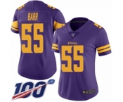 Women's Minnesota Vikings #55 Anthony Barr Limited Purple Rush Vapor Untouchable 100th Season Football Jersey