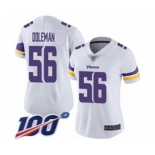 Women's Minnesota Vikings #56 Chris Doleman White Vapor Untouchable Limited Player 100th Season Football Jersey