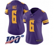 Women's Minnesota Vikings #6 Matt Wile Limited Purple Rush Vapor Untouchable 100th Season Football Jersey