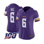 Women's Minnesota Vikings #6 Matt Wile Purple Team Color Vapor Untouchable Limited Player 100th Season Football Jersey