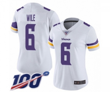 Women's Minnesota Vikings #6 Matt Wile White Vapor Untouchable Limited Player 100th Season Football Jersey