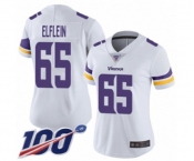 Women's Minnesota Vikings #65 Pat Elflein White Vapor Untouchable Limited Player 100th Season Football Jersey