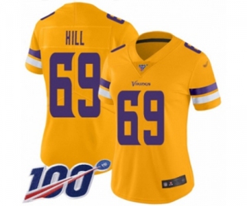 Women's Minnesota Vikings #69 Rashod Hill Limited Gold Inverted Legend 100th Season Football Jersey