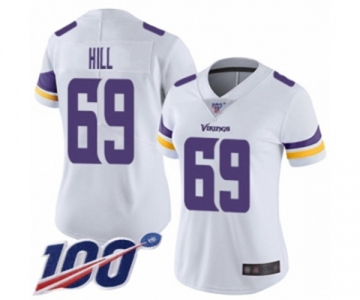 Women's Minnesota Vikings #69 Rashod Hill White Vapor Untouchable Limited Player 100th Season Football Jersey