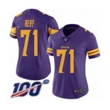 Women's Minnesota Vikings #71 Riley Reiff Limited Purple Rush Vapor Untouchable 100th Season Football Jersey