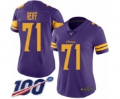 Women's Minnesota Vikings #71 Riley Reiff Limited Purple Rush Vapor Untouchable 100th Season Football Jersey