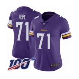 Women's Minnesota Vikings #71 Riley Reiff Purple Team Color Vapor Untouchable Limited Player 100th Season Football Jersey