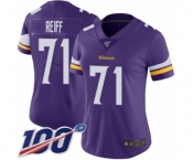 Women's Minnesota Vikings #71 Riley Reiff Purple Team Color Vapor Untouchable Limited Player 100th Season Football Jersey