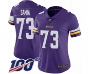 Women's Minnesota Vikings #73 Dru Samia Purple Team Color Vapor Untouchable Limited Player 100th Season Football Jersey