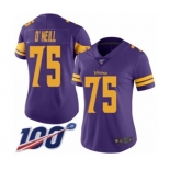 Women's Minnesota Vikings #75 Brian O'Neill Limited Purple Rush Vapor Untouchable 100th Season Football Jersey