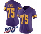 Women's Minnesota Vikings #75 Brian O'Neill Limited Purple Rush Vapor Untouchable 100th Season Football Jersey