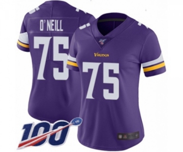 Women's Minnesota Vikings #75 Brian O'Neill Purple Team Color Vapor Untouchable Limited Player 100th Season Football Jersey