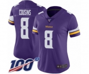 Women's Minnesota Vikings #8 Kirk Cousins Purple Team Color Vapor Untouchable Limited Player 100th Season Football Jersey