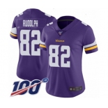 Women's Minnesota Vikings #82 Kyle Rudolph Purple Team Color Vapor Untouchable Limited Player 100th Season Football Jersey