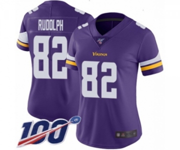 Women's Minnesota Vikings #82 Kyle Rudolph Purple Team Color Vapor Untouchable Limited Player 100th Season Football Jersey