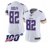 Women's Minnesota Vikings #82 Kyle Rudolph White Vapor Untouchable Limited Player 100th Season Football Jersey