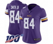 Women's Minnesota Vikings #84 Irv Smith Jr. Purple Team Color Vapor Untouchable Limited Player 100th Season Football Jersey