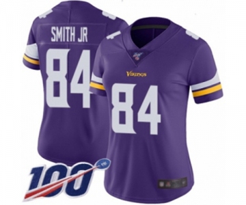 Women's Minnesota Vikings #84 Irv Smith Jr. Purple Team Color Vapor Untouchable Limited Player 100th Season Football Jersey